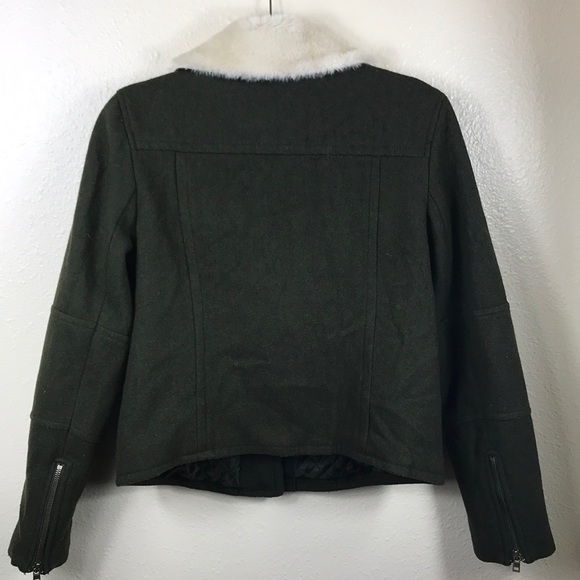 American Eagle Wool Faux Fur Trim Moto Jacket Coat - Picture 8 of 8